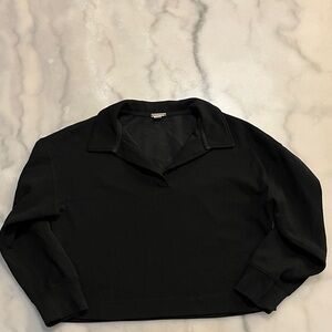 Magaschoni Women's Black Long Sleeve Crop Top